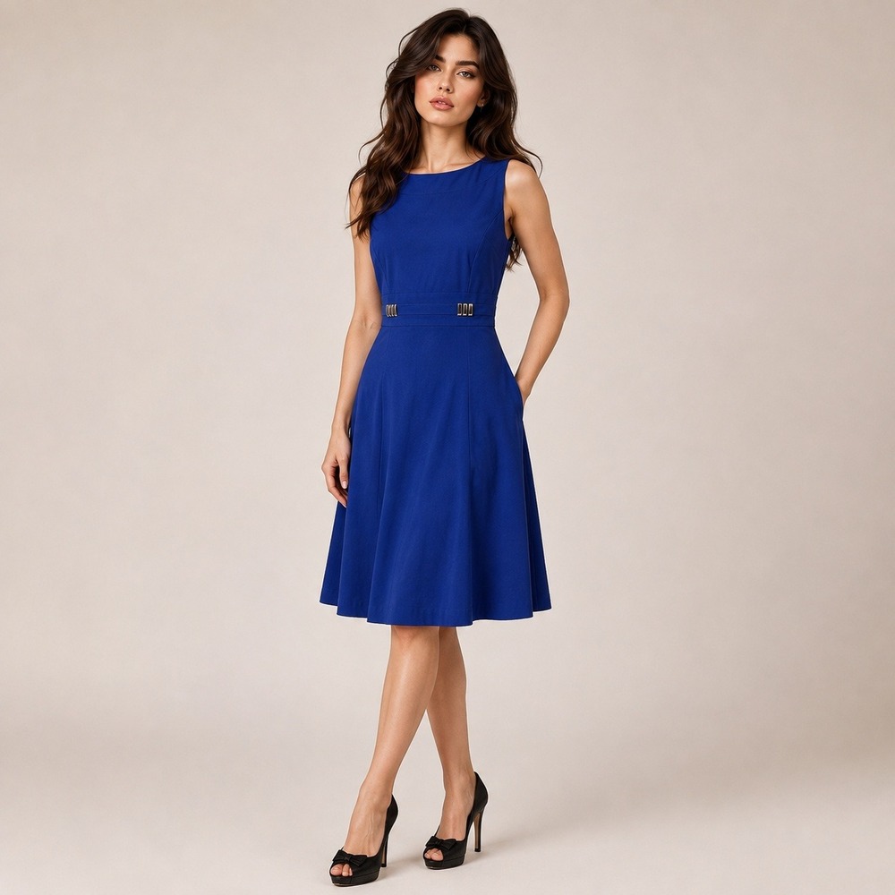 Tahari Arthur S. Levine A line Dress Royal Blue Size 8